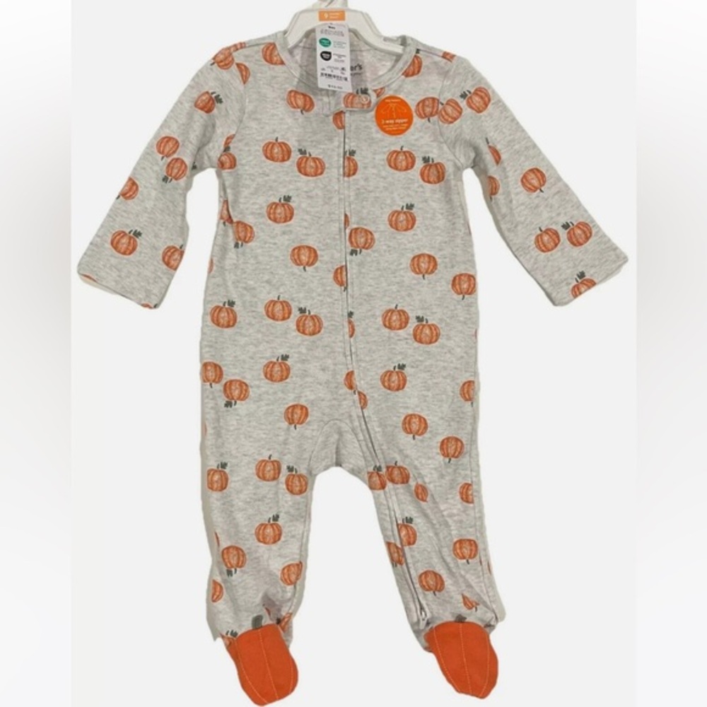 Carter's nwt Pumpkins Sleep N' Play - Orange/Gray 9M thanksgiving Halloween